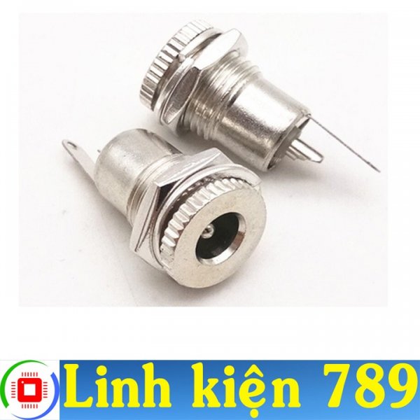 Jack DC cái 5.5x2.1mm cái tròn inox - linh kiện 789